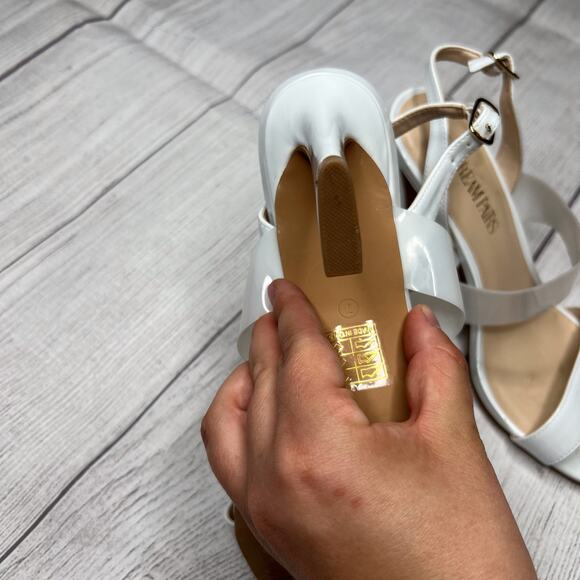 Dream Paris Heels White Slingback Open Toe Strappy Dress Sandals Shoes Size 7 - Picture 9 of 9